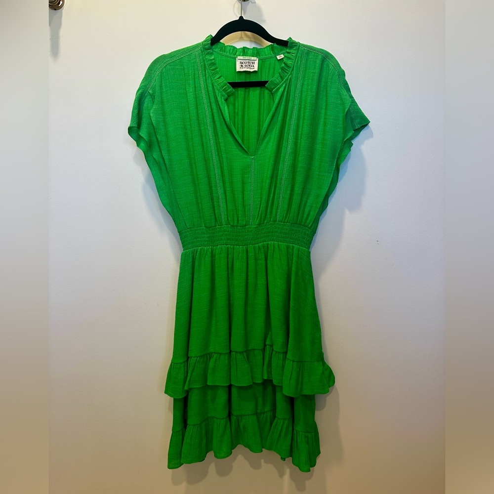 Scotch & Soda Bright Green Textured Dress